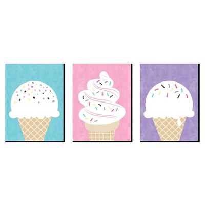 Big Dot of Happiness Scoop Up the Fun - Ice Cream - Sprinkles Kitchen Wall Art, Nursery Decor and Restaurant Decor - 7.5 x 10 inches - Set of 3 Prints