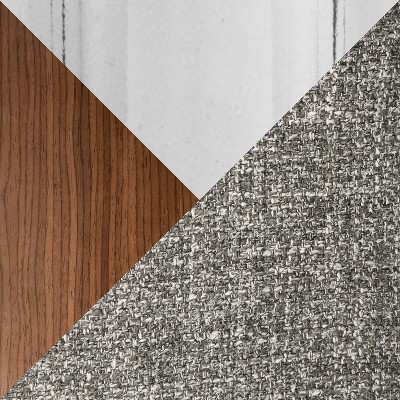 Fabrizzi Dark Gray and Walnut Wood Swivel Barstools, Set of 2