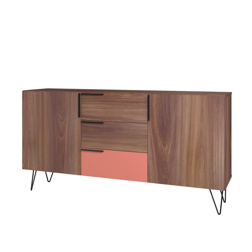 Photos - Storage Сabinet Beekman 62.99" Sideboard Brown/Pink - Manhattan Comfort