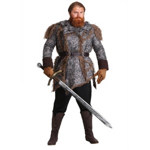 HalloweenCostumes.com X Large  Men  Adult Snow Warrior Costume Mens Barbarian Viking Costume with Faux Fur Jacket, Gray/Gray/Gray - 1 of 4