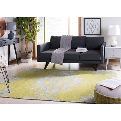Chartreuse Hand-Knotted Wool and Viscose Area Rug