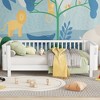Vynxaria Twin Size Wood Platform Bed for Kids Low Profile Rails Round Corners White for Girls Boys - 4 of 4