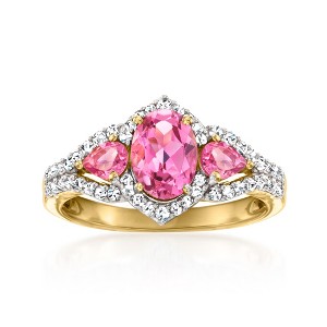 Ross-Simons 1.10 ct. t.w. Pink Tourmaline Ring With .29 ct. t.w. Diamonds in 14kt Yellow Gold Size 7 - 1 of 3
