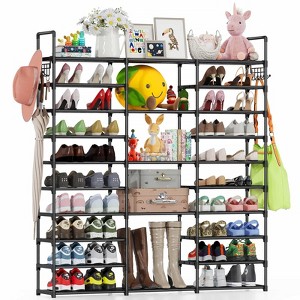 10-Tier Shoe Rack, Shoe Organizer, Shoe Racks for Closet, Metal Frame Shoe Shelf for Entryway, Tall Shoe Rack, Wide Shoe Racks, 1-Row/3-Row - 1 of 4