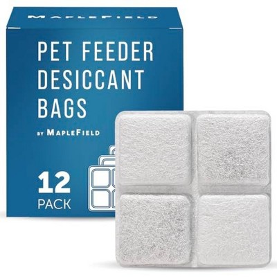 Maplefield [12 pack] Pet Feeder Desiccant Bags - Keeps Dog & Cat Food Dry and Removes Moisture - Compatible with Most Feeders