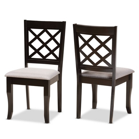 2pc Verner Fabric Upholstered And Wood Dining Chair Set Gray/dark Brown - Baxton  Studio : Target
