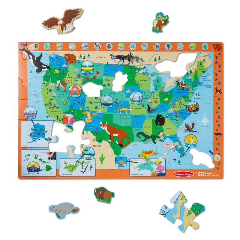 Melissa &#38; Doug National Parks U.S.A. Map Floor Puzzle 45pc Jumbo and Animal Shapes, Search-and-Find Activities, Park and Animal ID Guide, 5 of 13