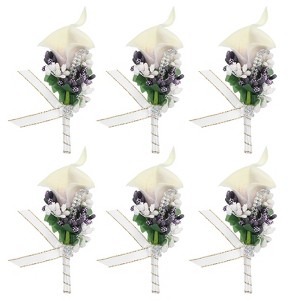Unique Bargains Formal Dinner Party Wedding Groom Lily Boutonnieres Pins 6 Pcs - 1 of 3