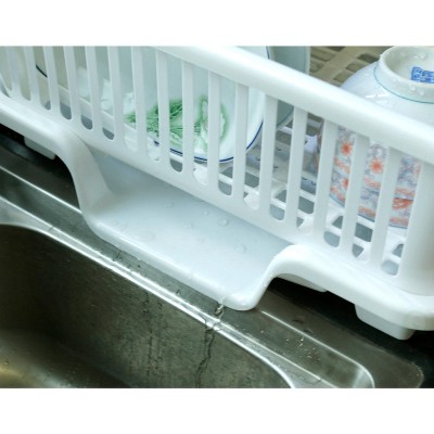 White Heavy Duty Plastic Dish Drying Rack with Utensil Cup
