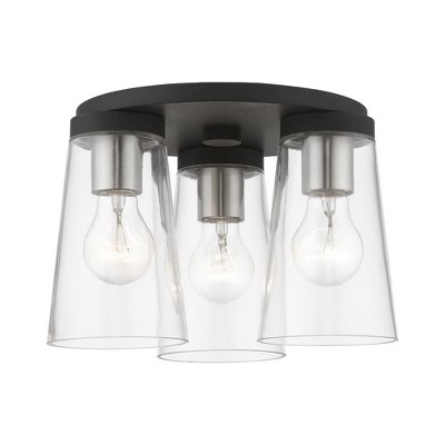 Livex Lighting Cityview 3 - Light Flush Mount in  Black/Brushed Nickel