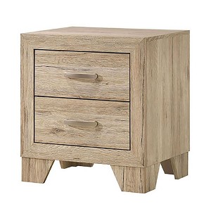 Vynxaria Natural 2-Drawer Nightstand, Kenlin Drawer Glides (Safety Stop), Dovetail Joints, Metal Handle, 4" Wooden Tapered Legs - 1 of 4