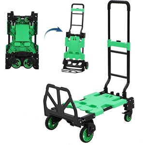 2-in-1 Folding Hand Truck with Foldable Basket,330 LB Capacity Dolly Cart with 2 Bungee Ropes,4 Wheels&Retractable Handle for Luggage/Moving/Office - 1 of 4