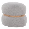 Cinch Contemporary Pouf Ottoman in Grey Fabric and Natural Wood by LumiSource - 3 of 4