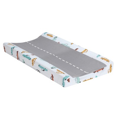 Lambs & Ivy Baby Car Tunes Soft Gray Changing Pad Cover - Transportation