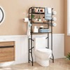 Over Toilet Storage Metal 3 Tier Bathroom Organizer Shelf with Paper Holder Easy to Assemble Space Saving Black - 2 of 4