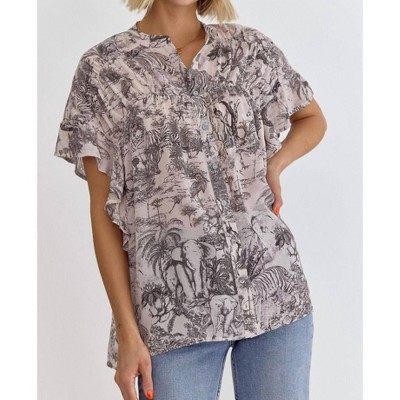 Women's Safari Print Top - entro