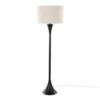 LumiSource Lenuxe 65" Contemporary Metal Floor Lamp in Oil Rubbed Bronze with Natural Linen Shade from Grandview Gallery