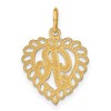 Black Bow Jewelry 14k Yellow Gold, Grace Collection, Satin Heart Initial R Pendant, 15mm - 3 of 4