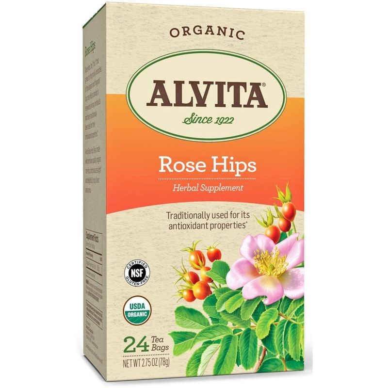 Alvita Organic Rose Hips Herbal Supplement - Soothing Relaxation And Wellness Herbal Tea Bags, Individually Wrapped, 24 Count, 1 of 7