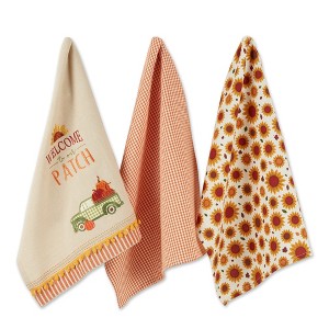 Design Imports Assorted Pumpkin Patch Truck Dishtowel (Set Of 3) - 1 of 4