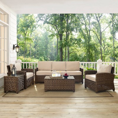 Bradenton 5-Piece Sand Cushion Wicker Outdoor Sofa Set