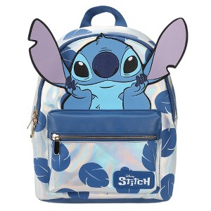 Disney Stitch Blue Leaves 12.6" White Mini Backpack - 1 of 4