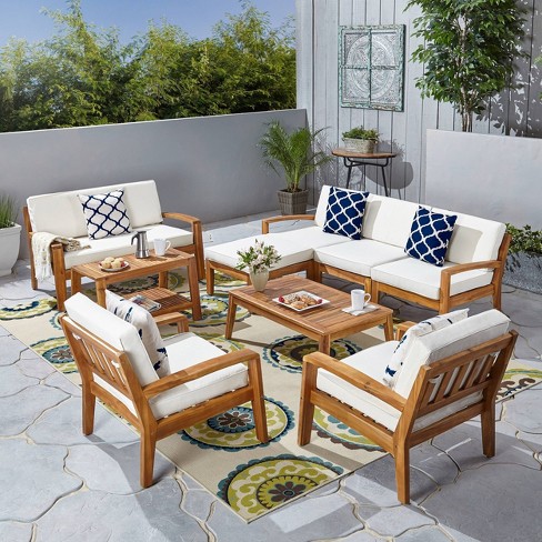 Sustainable Teak 9 Piece Patio Set