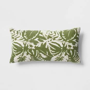 12"x24" Tropical Foliage Rectangular Outdoor Lumbar Pillow Green - Threshold™