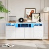 63.3 Inch Black Dresser for Bedroom, 10 Drawer Dresser TV Stand for 65 70 75 Inch TV, Fabric Chest of Drawers with LED Lights & Power Outlets, White - 3 of 4