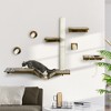 PawHut Cat Wall Shelves, Cat Wall Furniture with Perches, Scratching Posts, Ladder, Bowls, 8PCs Wall Mounted Cat Shelves for Climbing, Relaxing, Brown - 3 of 4