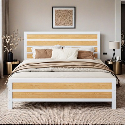 Metal Frame Queen Size Platform Bed with Underneath Storage - Leovsnove