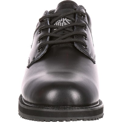 Men's Black Genuine Leather Slip Resistant Work Oxford Shoes