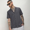 Campus Sutra Men Men's Charcoal Grey Self-Design Block Shirt - 2 of 3