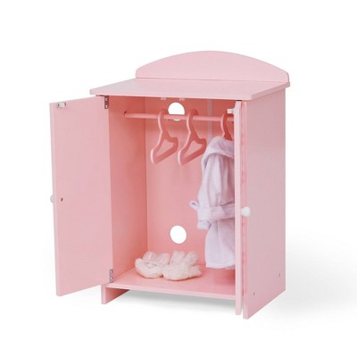 Sophia's Pink Plaid Wooden Doll Armoire with Accessories