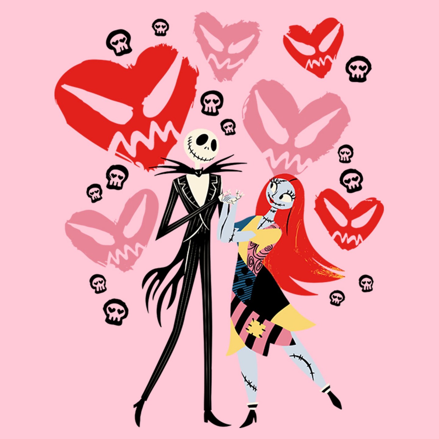 Футболка The Nightmare Before Christmas Jack and Sally Love T-Shirt - Light Pink для девочек, цвет: Светлый розовый — фото 2