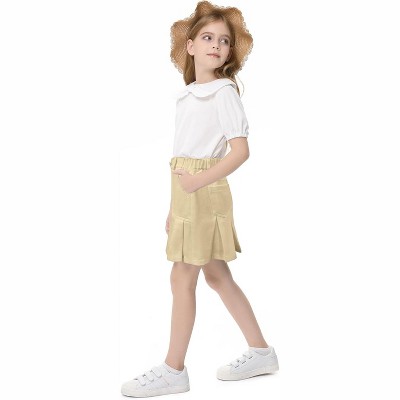 Girls 2025 Skirts Middle Waist Pleated Skirt for Girl Khaki 160