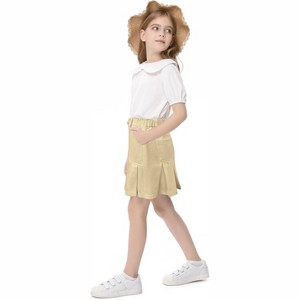 Girls 2025 Skirts Middle Waist Pleated Skirt for Girl Khaki 160 - 1 of 3