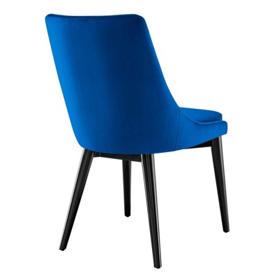 Navy Velvet Upholstered Dining Chair with Metal Legs