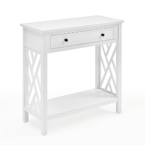 Arcadia Acacia Wood Round Wedge Tables White - Alaterre Furniture - 1 of 4