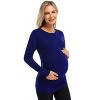 Maternity Shirt Side Button and Ruched Maternity Tunic Tops T-Shirts - 2 of 4