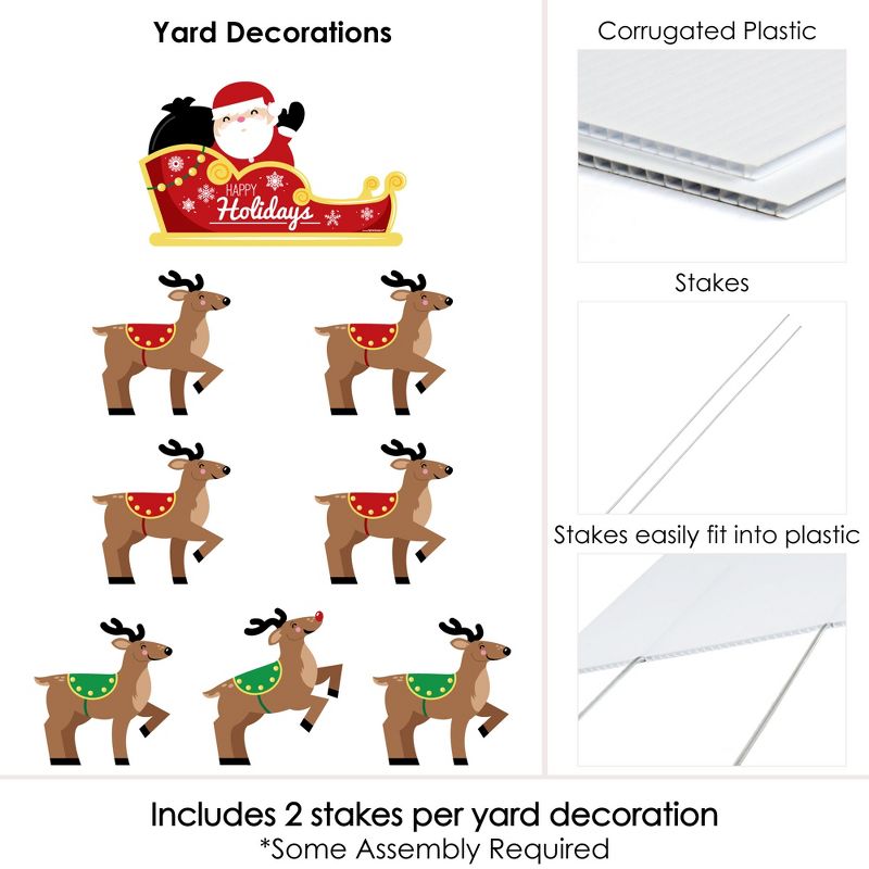 Big Dot of Happiness Santa's Reindeer - Yard Sign and Outdoor Lawn Decorations - Santa Claus Christmas Yard Signs - Set of 8, 5 of 8