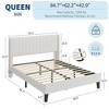 Coucheta Velvet Bed Frame - Tufted Wingback Headboard, Upholstered Platform, Wood Slats, No Box Spring, White - 2 of 4