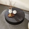 Modern Round Coffee Table with Sintered Stone Top and Drum Base, Small Accent Table for Living Room, Bed Room or Apartment-Tanpinhause - 3 of 4