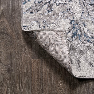 Abstract Swirl Marbled 4' x 6' Gray Synthetic Area Rug
