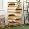 NAYSAYE Planter Wooden Plant Trellis Stand with 5 Hanging Planter Boxes for Outdoor Gardening, Natural Wood, 36.5"*19.3"*59" - 2 of 4