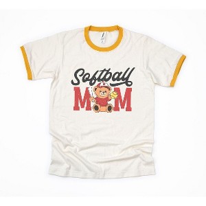 Simply Sage Market Women's Softball Mom Teddy Bear Short Sleeve Ringer Tee - 1 of 4
