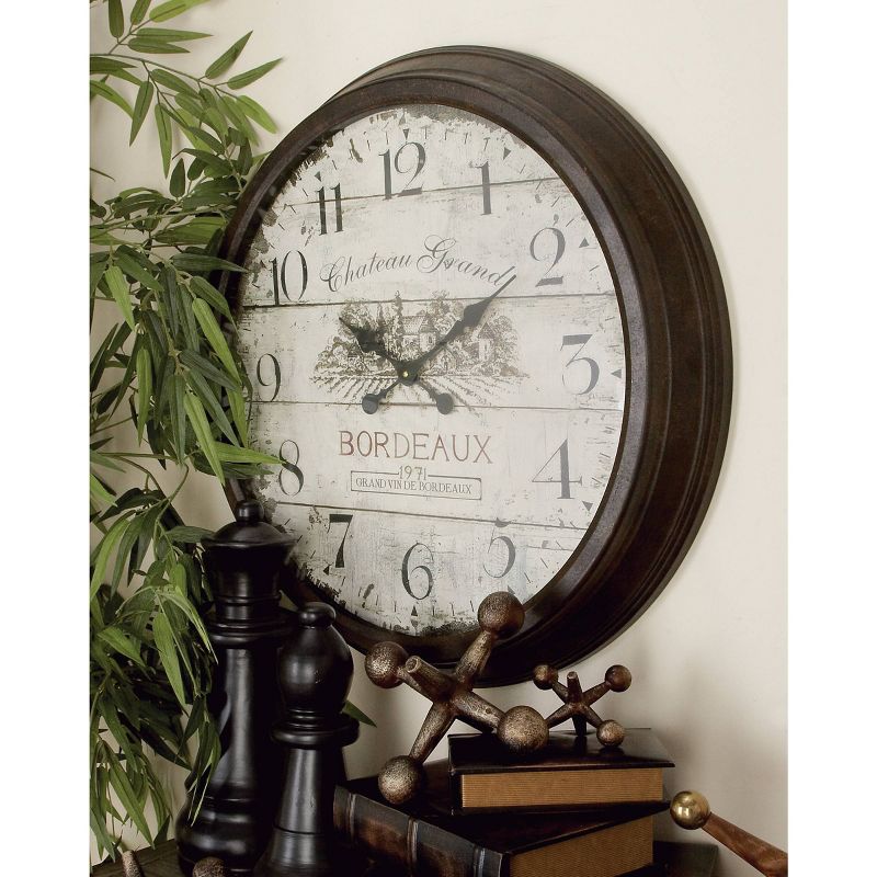 Metal Wall Clock with Bordeaux Brown - Olivia & May, 2 of 8