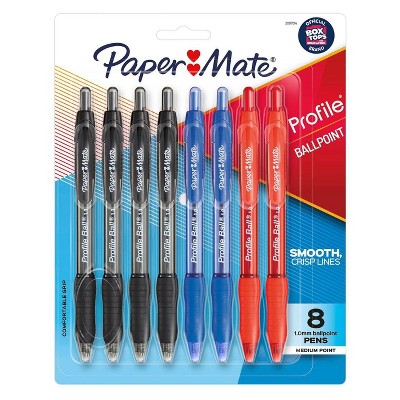 Paper Mate Profile 8pk Ballpoint Pens 1.0mm Medium Tip Multicolored