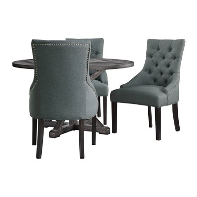 Elegant Gray Tufted Upholstered Side Chair with Black Wooden Legs