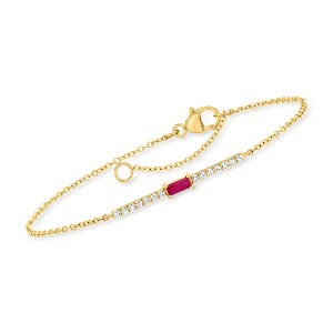 Pure Collection by Ross-Simons 0.10 Carat Ruby and .11 ct. t.w. Diamond Bar Bracelet in 14kt Yellow Gold - 1 of 4